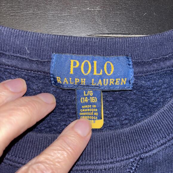 Polo Ralph Lauren Pullover Sweatshirt Youth Boys Large 14-16 Dark Blue Pony - Picture 3 of 7